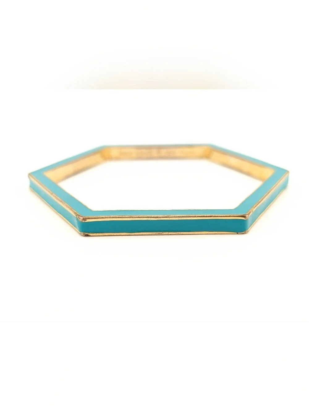 Kate Spade Hexagon Gold & Teal Enamel Bangle - Picture 3 of 6